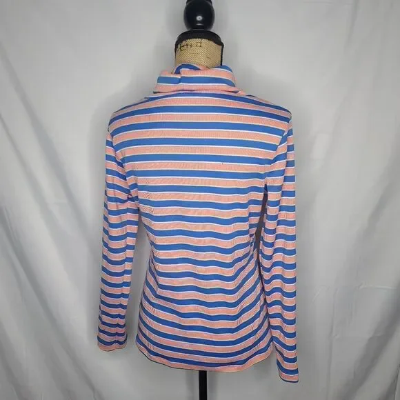 Vintage 70s vibe Blue Orange Striped Turtleneck - Picture 4 of 10